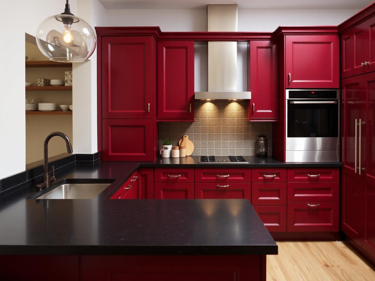 Crimson kitchen cabinets